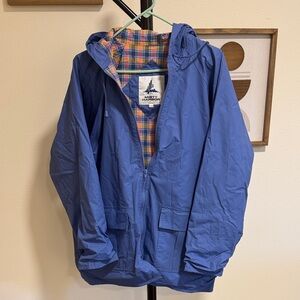 Misty Harbor Blue Raincoat with Plaid Lining